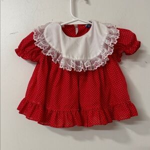 Charming Red Baby Dress with Lace Detail